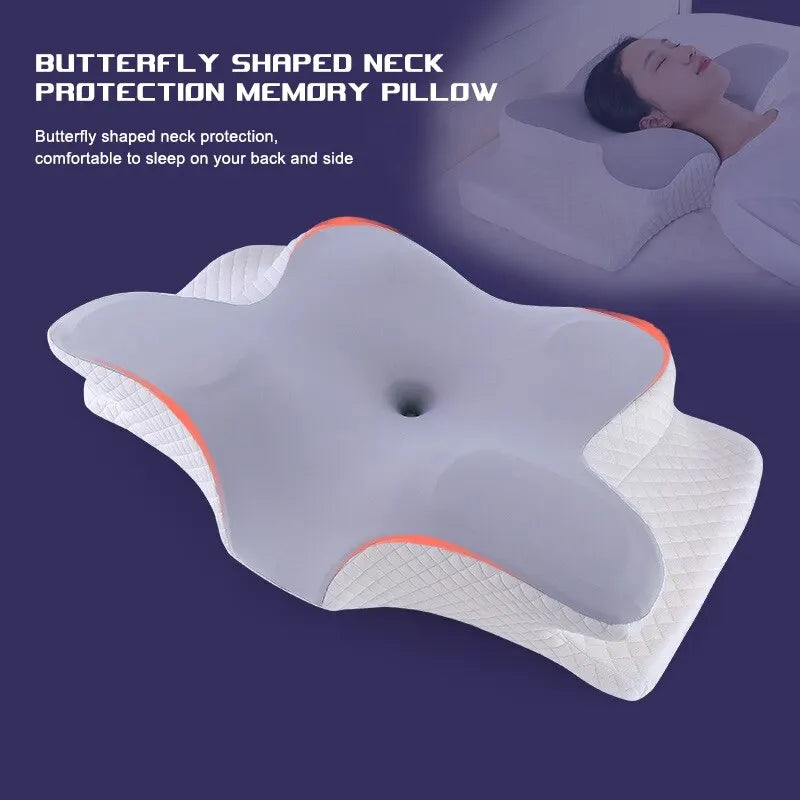 Oreiller cervical en mousse à mémoire de forme papillon – Dormez confortablement !