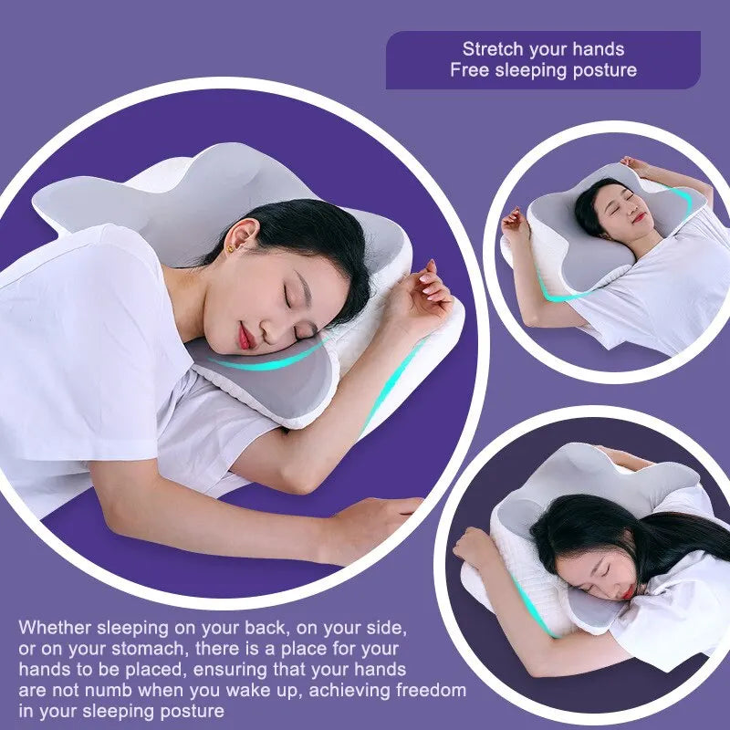 Oreiller cervical en mousse à mémoire de forme papillon – Dormez confortablement !