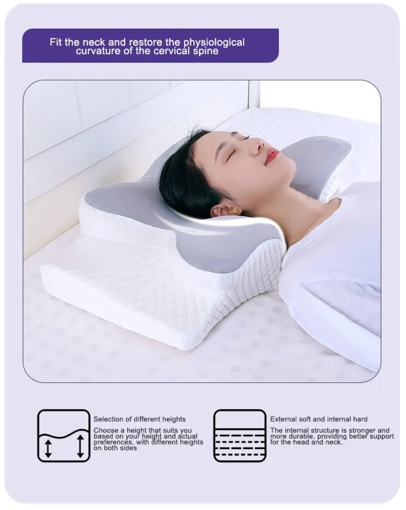 Oreiller cervical en mousse à mémoire de forme papillon – Dormez confortablement !